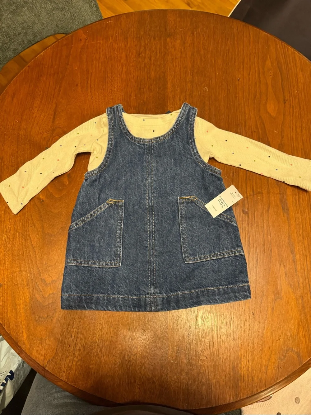 GAP Denim Blue Jumper with Cream Long-Sleeve Top